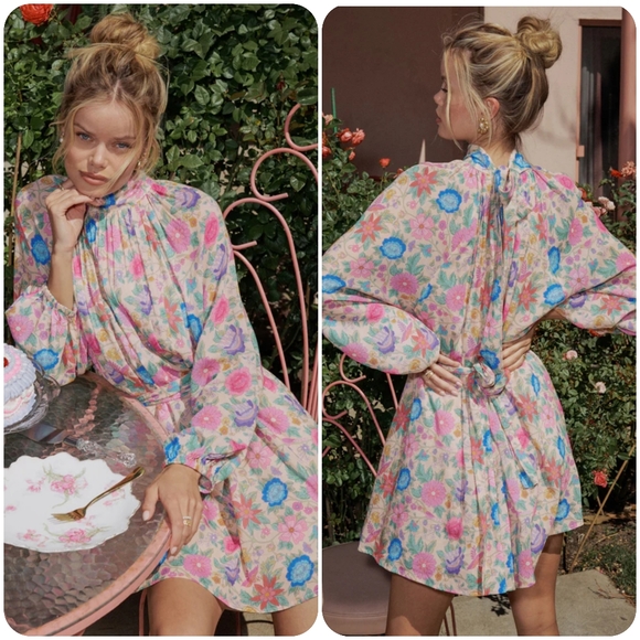 🍒NWT🍒 SPELL MOSSY HIGH NECK MINI DRESS - Picture 1 of 9